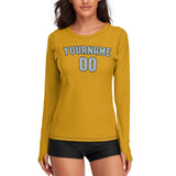 Custom Yellow Light Blue Women's Long-Sleeve Shirt