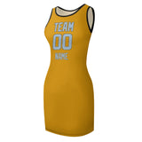 Custom Yellow Light Blue Sleeveless Vest Dress