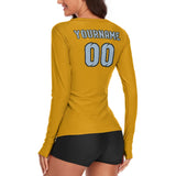 Custom Yellow Light Blue Women's Long-Sleeve Shirt