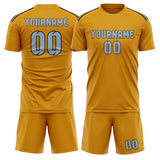 Custom Yellow Light Blue Soccer Jersey