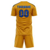 Custom Yellow Sky Blue Soccer Jersey
