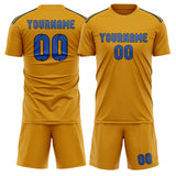 Custom Yellow Sky Blue Soccer Jersey