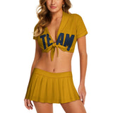 Custom Yellow Blue Cheerleading Uniform Set