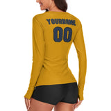 Custom Yellow Blue Women's Long-Sleeve Shirt