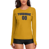 Custom Yellow Navy Women's Long-Sleeve Shirt