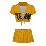 Custom Yellow Navy Cheerleading Uniform Set