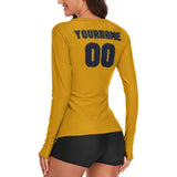 Custom Yellow Navy Women's Long-Sleeve Shirt