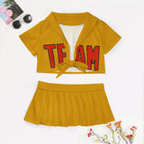 Custom Yellow Orange Red Cheerleading Uniform Set