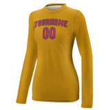 Custom Yellow Pink Women's Long-Sleeve Shirt