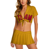 Custom Yellow Red Cheerleading Uniform Set