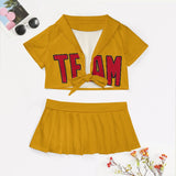 Custom Yellow Red Cheerleading Uniform Set