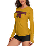 Custom Yellow Crimson Red Women's Long-Sleeve Shirt