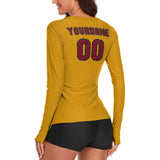 Custom Yellow Crimson Red Women's Long-Sleeve Shirt