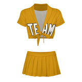 Custom Yellow White Cheerleading Uniform Set