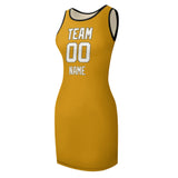 Custom Yellow White Sleeveless Vest Dress