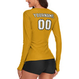 Custom Yellow White Women's Long-Sleeve Shirt