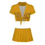 Custom Yellow Yellow Cheerleading Uniform Set