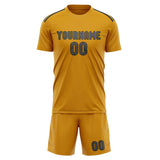 Custom Yellow Dark Grey Soccer Jersey