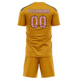 Custom Yellow Light Pink Soccer Jersey