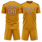Custom Yellow Light Pink Soccer Jersey