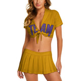 Custom Yellow Light Purple Cheerleading Uniform Set