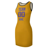 Custom Yellow Light Purple Sleeveless Vest Dress