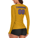 Custom Yellow Light Purple Women's Long-Sleeve Shirt
