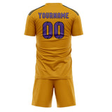 Custom Yellow Light Purple Soccer Jersey