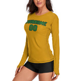 Custom Yellow Emerald Green Women's Long-Sleeve Shirt