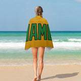 Custom Yellow Emerald Green Beach Towel