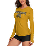 Custom Yellow Light Khaki Women's Long-Sleeve Shirt