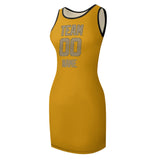 Custom Yellow Light Khaki Sleeveless Vest Dress