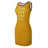 Custom Yellow Light Yellow Sleeveless Vest Dress