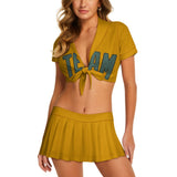 Custom Yellow Blue Green Cheerleading Uniform Set