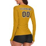 Custom Yellow Brown Women's Long-Sleeve Shirt