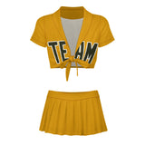Custom Yellow Olive Cheerleading Uniform Set
