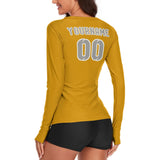 Custom Yellow Gray Women's Long-Sleeve Shirt