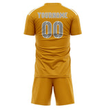 Custom Yellow Gray Soccer Jersey