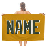 Custom Yellow Dark Green Beach Towel