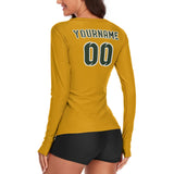 Custom Yellow Dark Green Women's Long-Sleeve Shirt