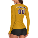 Custom Yellow Purple Women's Long-Sleeve Shirt