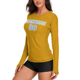 Custom Yellow Light Blue Women's Long-Sleeve Shirt