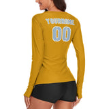 Custom Yellow Light Blue Women's Long-Sleeve Shirt