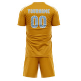Custom Yellow Light Blue Soccer Jersey