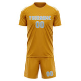 Custom Yellow Light Blue Soccer Jersey