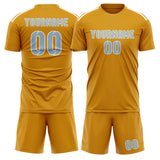 Custom Yellow Light Blue Soccer Jersey