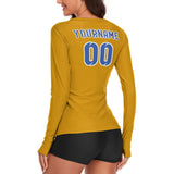 Custom Yellow Sky Blue Women's Long-Sleeve Shirt
