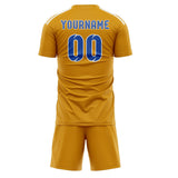 Custom Yellow Sky Blue Soccer Jersey