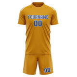 Custom Yellow Sky Blue Soccer Jersey