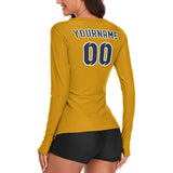 Custom Yellow Blue Women's Long-Sleeve Shirt
